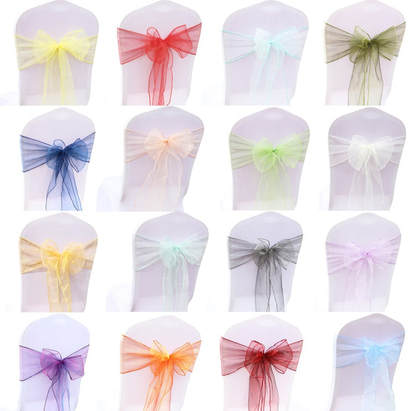 1pcs 18x275cm Organza Chair Sashes Bow Tie Band Knot Chair Cover Tulle For Wedding Banquet Christmas Event Party Decoration