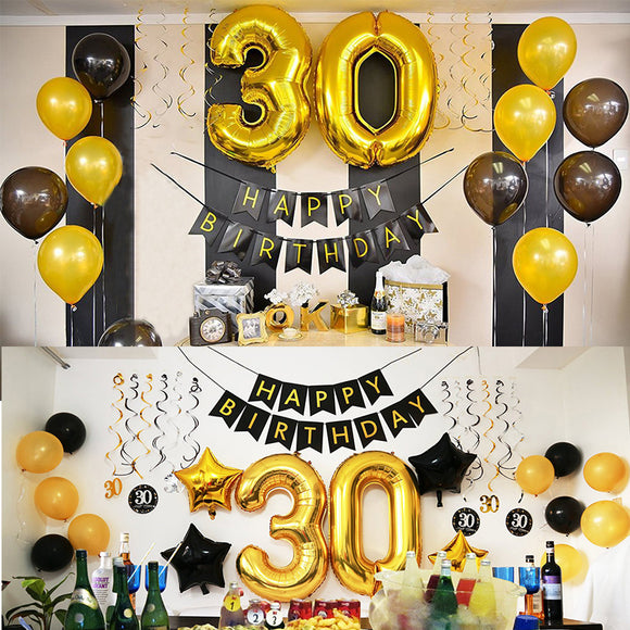 50 Birthday Party Decorations Adult 30 40 50 60 Years Decor Happy Birthday Banner Number Balloon Globos 50 Wedding Anniversary