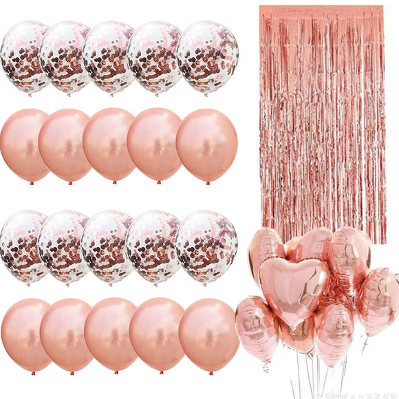 Rose Gold Party Decorations Heart Foil Balloon Number Balloon Confetti Helium Balloon Wedding Birthday Party Baby Shower Decor