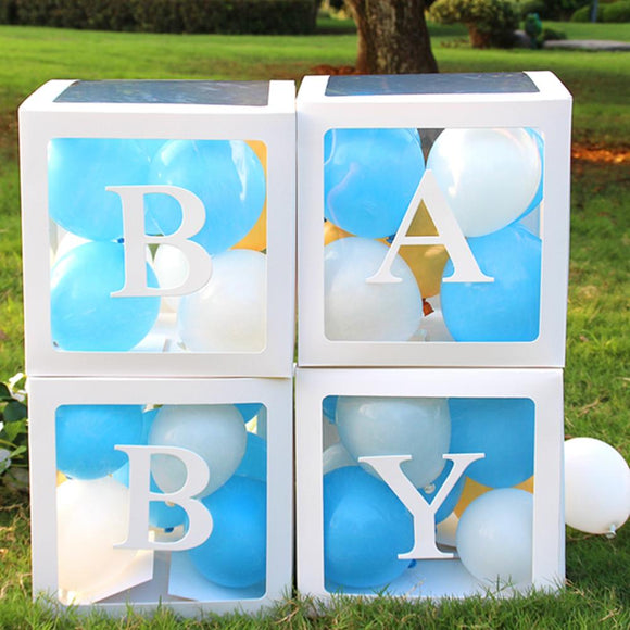 HUIRAN Transparent Name Age Box Girl Boy Baby Shower Decorations Baby 2 1st 1 One Birthday Party Decor Gift Babyshower Supplies