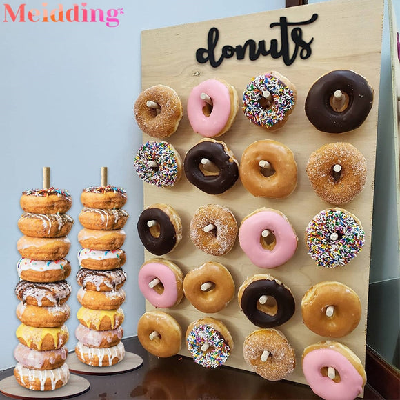 Wooden Donut Wall Stand Doughnut Holder Baby Shower Kid Birthday Party Decor Donut Party Decoration Wedding Event Party Supplies