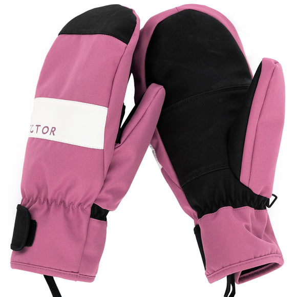 Extra Thick Women 2-IN-1 Mittens Ski Gloves Snowboard Men Snow Winter Sport Warm Waterproof Windproof Skiing Faux Leather Plam