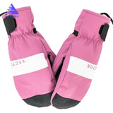 Extra Thick Women 2-IN-1 Mittens Ski Gloves Snowboard Men Snow Winter Sport Warm Waterproof Windproof Skiing Faux Leather Plam