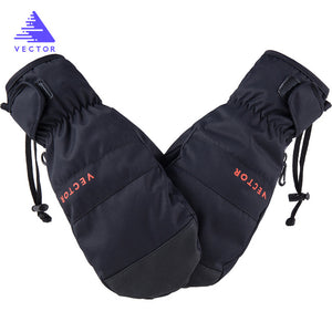 Extra Thick Women 2-IN-1 Mittens Ski Gloves Snowboard Men Snow Winter Sport Warm Waterproof Windproof Skiing Faux Leather Plam