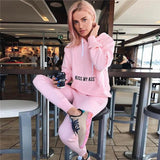 2pcs Hooded Casual Tracksuit Suits For Women Set Hoodies Sweatshirt+Sweatpants 2 Pieces Sets Women's Suit Tracksuit Female