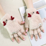 Women's Winter Warm Touch Screen Gloves Cute Cat claw Sensory Fingerless Gloves Knitted Fluff Outdoor Flip cover Gloves 1 Pair