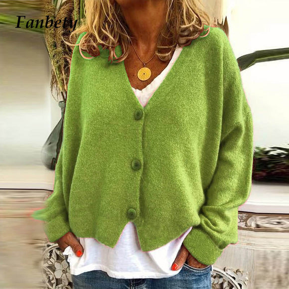 15 Candy colors Cardigan Sweater Women Autumn Button Sweaters Female casual Loose Long Sleeve Knitted Sweater 2019 winter outfit