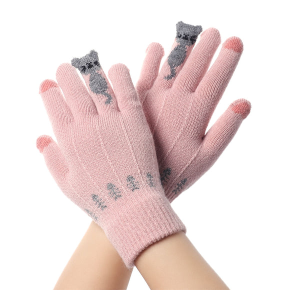 Glove Woman Winter Touch Screen Gloves Cut Knit Wool Gloves Mittens Thicken Warm Stretch Winter Gloves Guantes Invierno Mujer