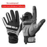 ROCKBROS Thermal Ski Gloves Men Women Winter Skiing Fleece Waterproof Snowboard Gloves Touch Screen Snow Motorcycle Warm Mittens