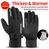 ROCKBROS Thermal Ski Gloves Men Women Winter Skiing Fleece Waterproof Snowboard Gloves Touch Screen Snow Motorcycle Warm Mittens