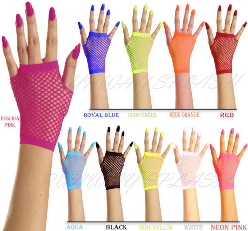 New Women Girls Mesh Gloves Short Wrist Gothic Punk Rock Costume Fancy Party Brides Mesh Fingerless Gloves
