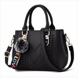 Embroidery Messenger Bags Women Leather Handbags Bags for Women 2020 Sac a Main Ladies hair ball Hand Bag L168