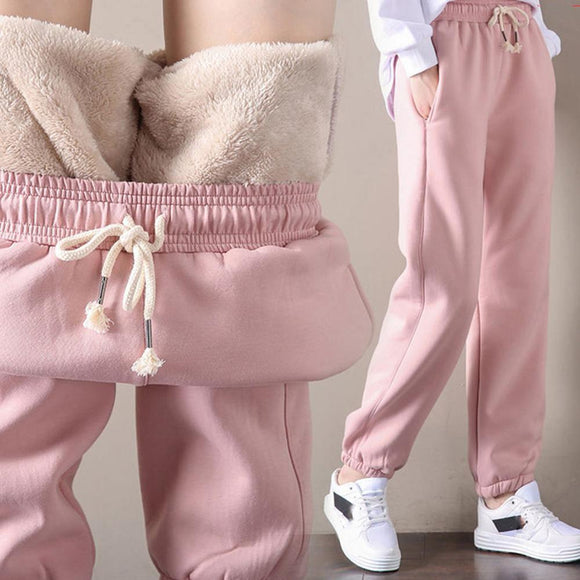2019 Winter Women Gym Sweatpants Workout Fleece Trousers Solid Thick Warm Winter Female Sport Pants Running Pantalones Mujer