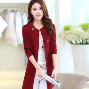 New Fashion Spring Autumn Women Sweater Cardigans Casual Warm Long Design Female Knitted Coat Cardigan Sweater Lady CA6877