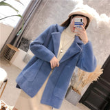 2019 new women knit cardigan  imitation mink cashmere coat autumn winter Korean loose Super soft candy color sweater female coat