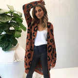 Casual Leopard Print Cardigan Sweater Coat Women Elegant Long Sleeve With Pocket Long Sweaters Autumn Winter Outwear Warm Coat