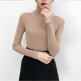 Bonjean Knitted Jumper Autumn Winter Tops turtleneck Pullovers Casual Sweaters Women Shirt Long Sleeve Short Tight Sweater Girls