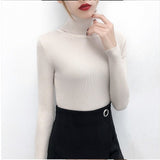 Bonjean Knitted Jumper Autumn Winter Tops turtleneck Pullovers Casual Sweaters Women Shirt Long Sleeve Short Tight Sweater Girls