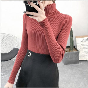 Bonjean Knitted Jumper Autumn Winter Tops turtleneck Pullovers Casual Sweaters Women Shirt Long Sleeve Short Tight Sweater Girls