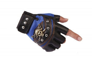 Skulls Rivet PU Leather Fingerless Gloves Men Women Fashion Hip Hop Women's Gym Punk Gloves Half Finger Men's Gloves