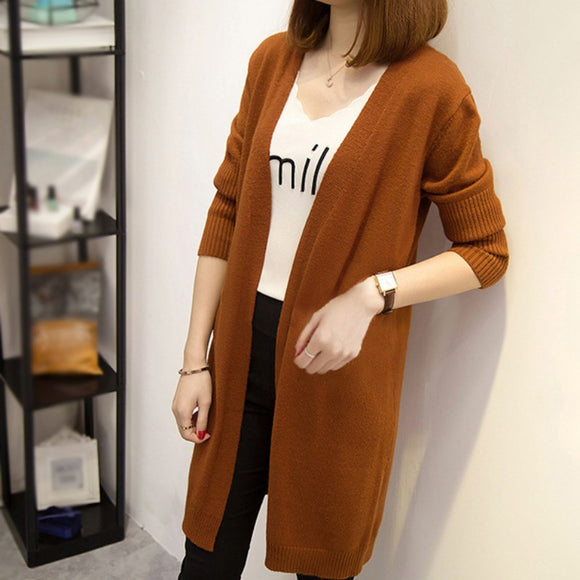 4 Colors New Autumn And Winter Loose Long Solid Color Casual Sweater Cardigan Knitted Long Sleeve Cardigan Coat