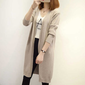 4 Colors New Autumn And Winter Loose Long Solid Color Casual Sweater Cardigan Knitted Long Sleeve Cardigan Coat