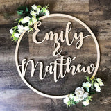 Personalized LARGE WOODEN RING HOOP SIGN DECORATION Ebirthday partys weddings events Reception Decor photo prop wall sign