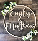 Personalized LARGE WOODEN RING HOOP SIGN DECORATION Ebirthday partys weddings events Reception Decor photo prop wall sign