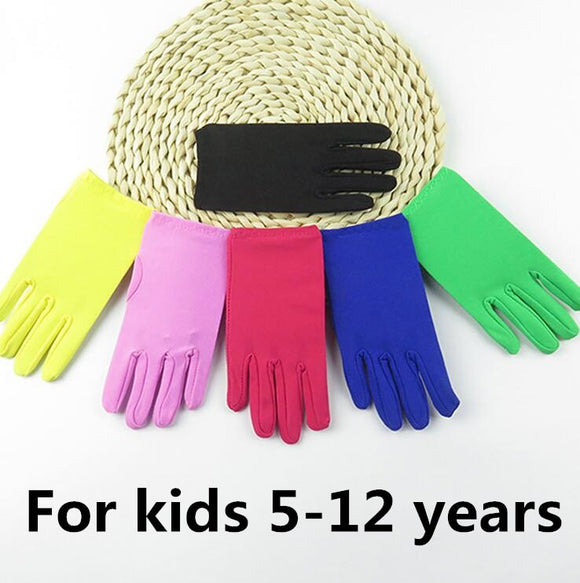 Children's boy girl thin elastic candy color glove kids dancing performance etiquette glove R1235