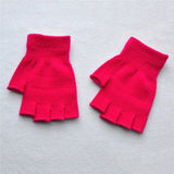 New Children's Winter Gloves Cold Warm Acrylic Fingerless Gloves Solid Color