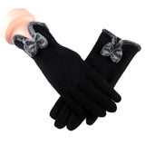 New Female Autumn Winter Non-Inverted Velvet Cashmere Full Finger Warm Lace Hairball Gloves Women Cotton Touch Screen Gloves G82