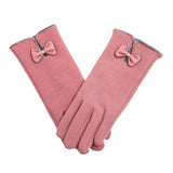 New Female Autumn Winter Non-Inverted Velvet Cashmere Full Finger Warm Lace Hairball Gloves Women Cotton Touch Screen Gloves G82