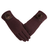 New Female Autumn Winter Non-Inverted Velvet Cashmere Full Finger Warm Lace Hairball Gloves Women Cotton Touch Screen Gloves G82