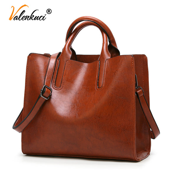 Valenkuci Leather Handbags Big Women Bag High Quality Casual Female Bags Trunk Tote Famous Brand Shoulder Bag Ladies Bolsos
