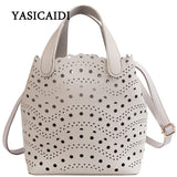 YASICAIDI 2019 Women's Summer  PU Bags Sweet Lady Style Two-piece Openwork Bag Fashion Trend Simple Shoulder Diagonal Tote Bag