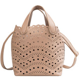 YASICAIDI 2019 Women's Summer  PU Bags Sweet Lady Style Two-piece Openwork Bag Fashion Trend Simple Shoulder Diagonal Tote Bag