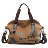 Women's Shoulder Bags Vintage Graffiti Canvas Handbags Famous Designer Female Shoulder Bags Ladies Totes Fashion Large Bag S1767