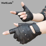 WarBLade Men Genuine Leather Gloves Sport Driving Slip-resistant Luvas Half Finger Sheep Leather Fingerless Gym Fitness Gloves